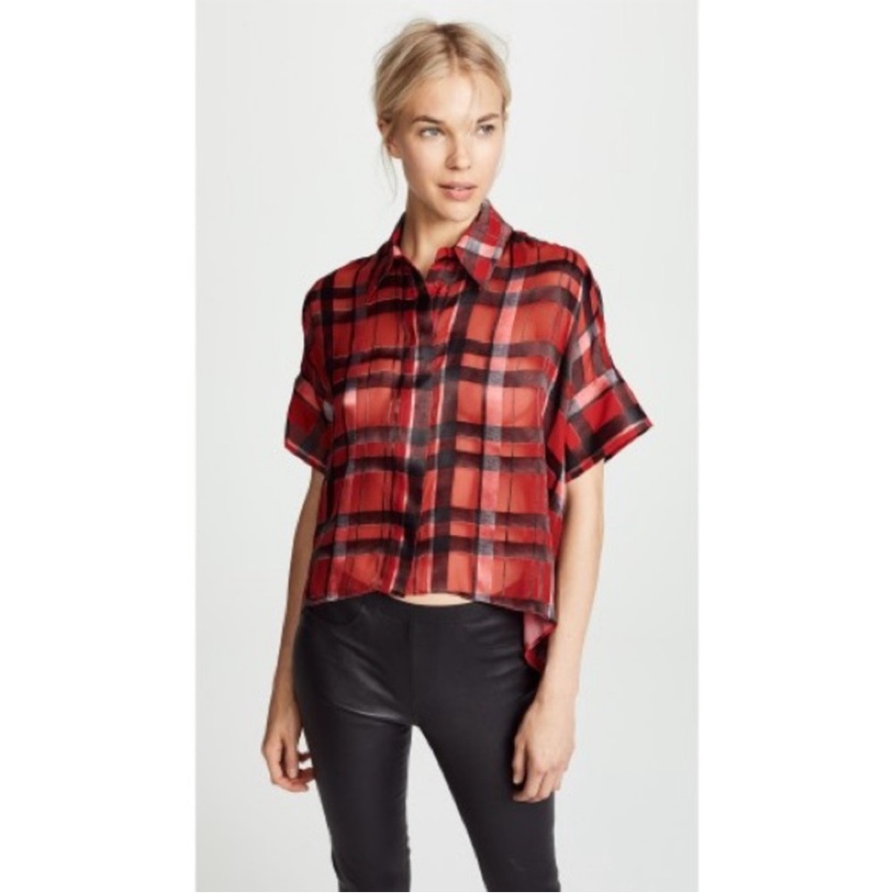 Alice & Oliva Edyth Plaid Silk Blouse